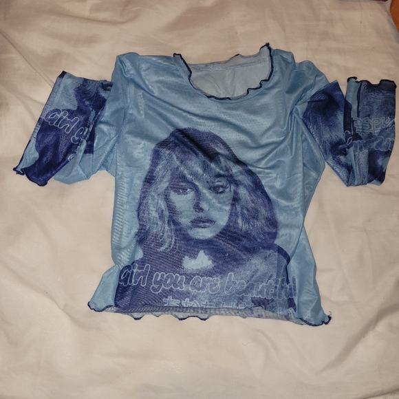 Y2k sheer blue lonsleeve - Picture 2 of 3